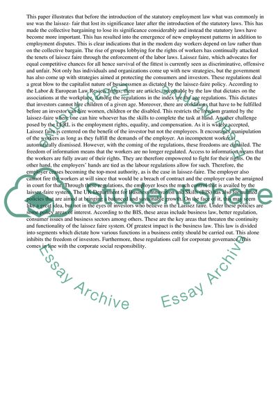 Employment Laws in UK Replacing the Collective Laissez-Fair System