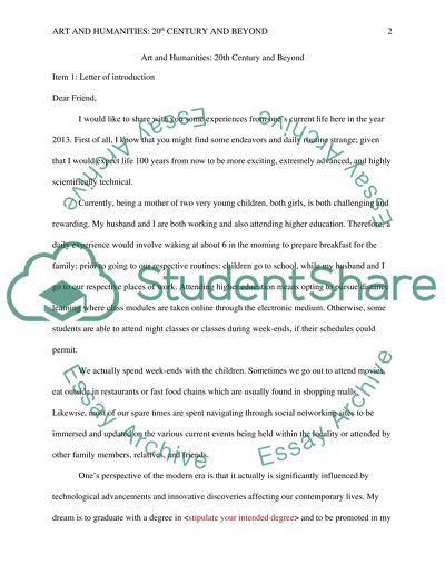 Art and Humanities: 20th Century and Beyond