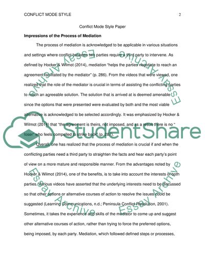 Mediation of a Conflict Situation