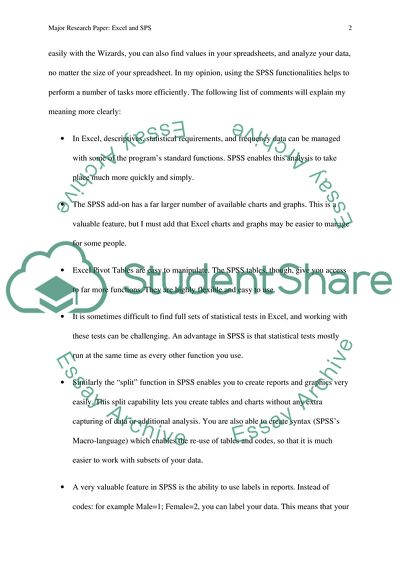 Using Excel and SPS in a Major Research Paper