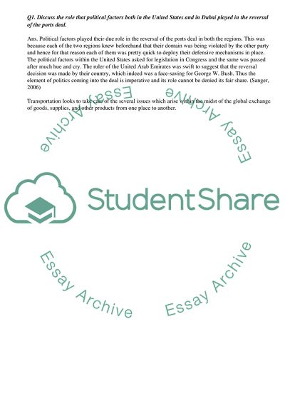 Dubai Company Drops Port Deal