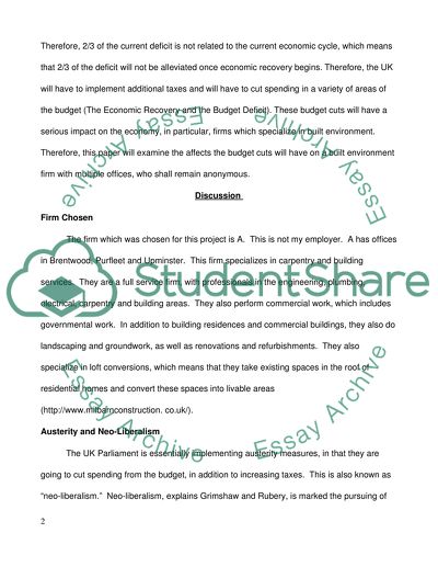 The Affects of the New Budget of the UK on Built Environment Firms