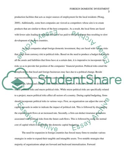 Foreign Domestic Investment