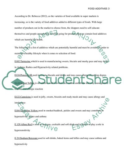 Standard for Food Additives