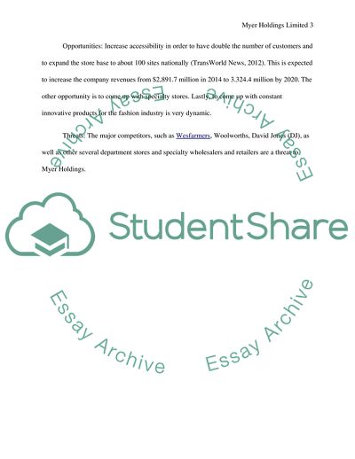 Macro Economic Factors and Industry Analysis of Myer Holdings Limited