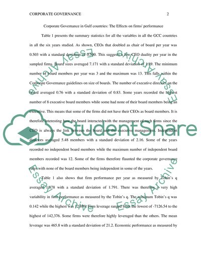 Corporate Governance in Gulf countries: The Effects on firms performance