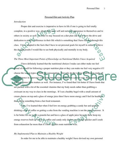 Personal Diet and Activity Plan