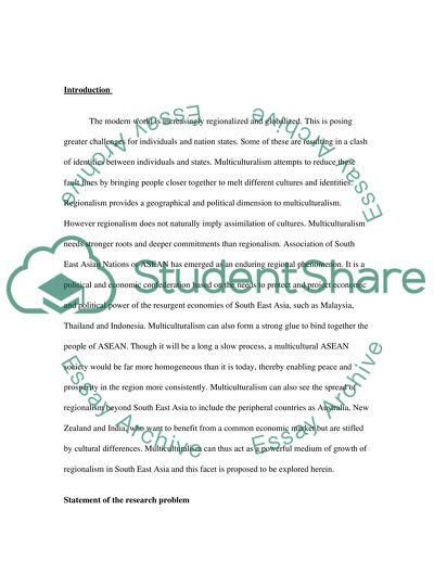 Multi-Culturalism and the New Regionalism in ASEAN