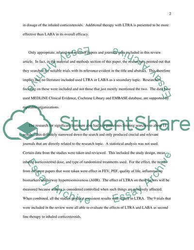 The Treatment of Asthma