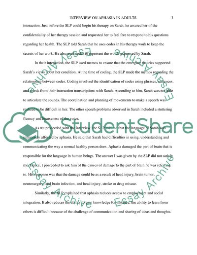 Interview on Aphasia in Adults