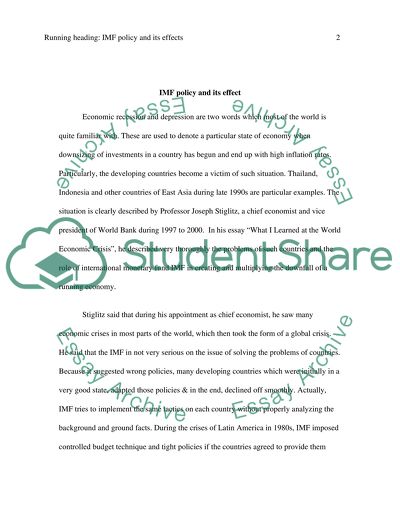 IMF Policy and Its Effects