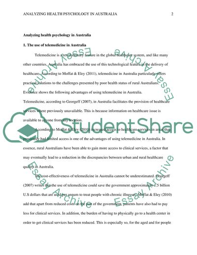 Analyzing Health Psychology in Australia