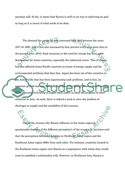 Russia Influence in the Asia Pacific Region