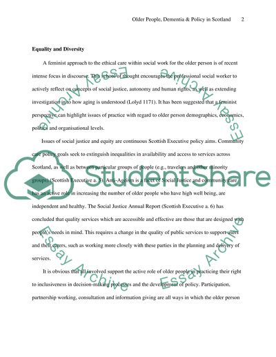 Older People, Dementia and Policy in Scotland