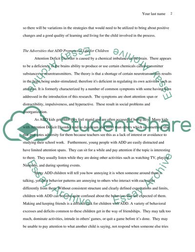 Attention Deficit Disorder in Child Development