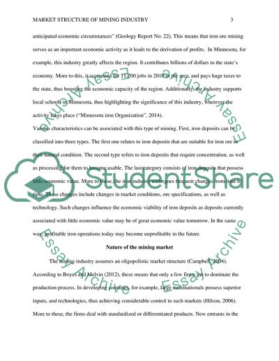 Market Structure of the Mining Industry