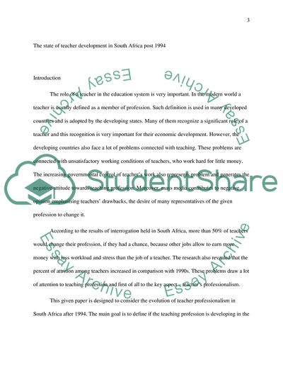 The State of Teacher Development in South Africa Post 1994