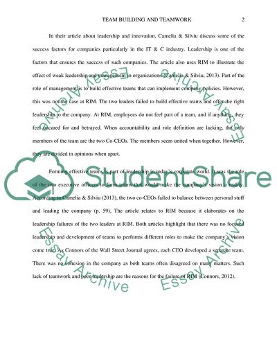 Failing to Build Effective Team and Teamwork