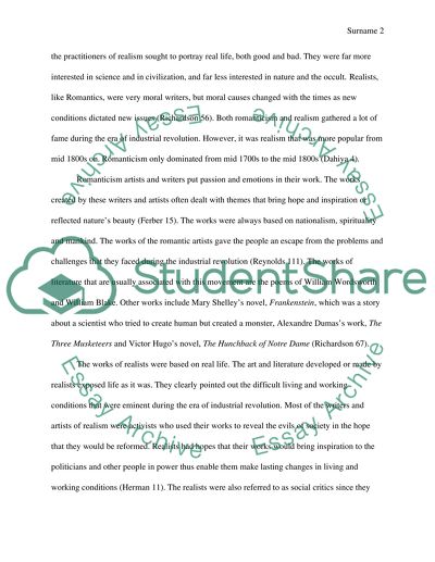 Comparison & Contrast on Romanticism and Realism literary movements