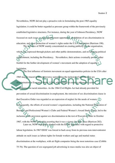 Feminism and Policy Making since 1965: The Equal Opportunities Issues