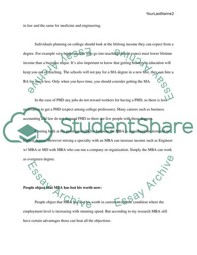 Raising and countering objections regarding the decision to get an MBA