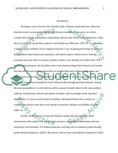 Sociology and Contextualization of Social Phenomenon