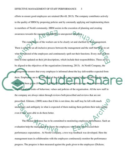 Effective Management of Staff Performance