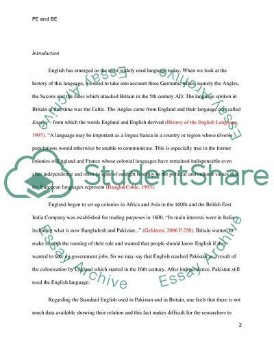 Comparison of Standard English Spoken in Pakistan and in Britain