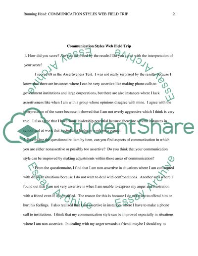 Communication Styles Web Field Trip