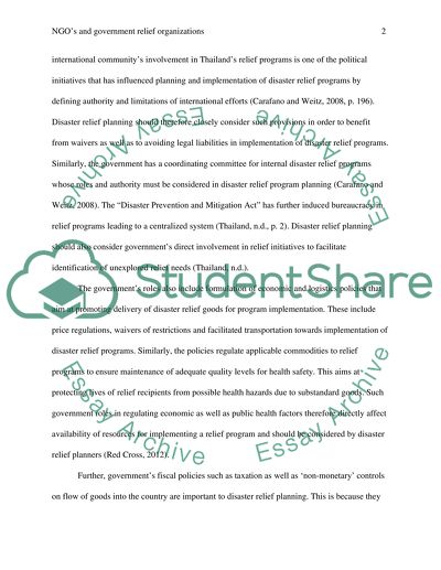 NGOs and Government Relief Organizations