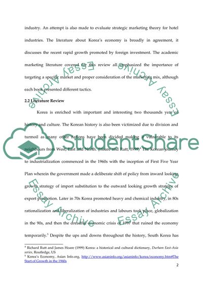 The strategic marketing approaches that could be adopted by the hotel industry in Songdo in South Korea