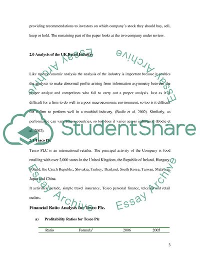 Investment Analysis of Tesco, and Marks and Spencer