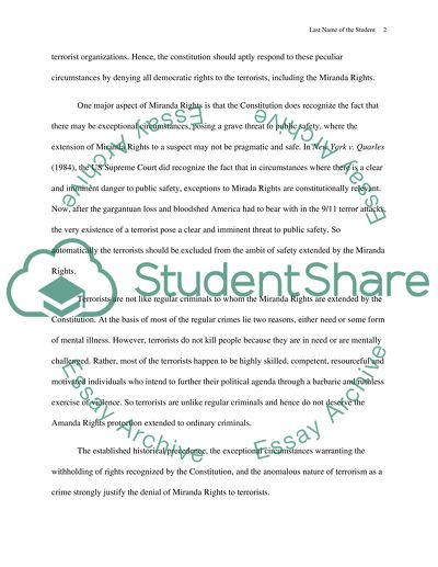 Should terrorist have miranda rights based on the constitution