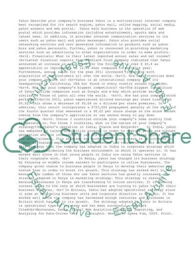 Analysis of Yahoo Business Processes