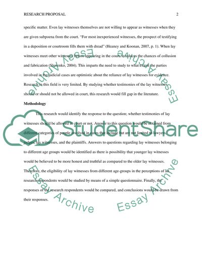 Topic Proposal on Should Testimonies of Lay Witnesses be Allowed in Court