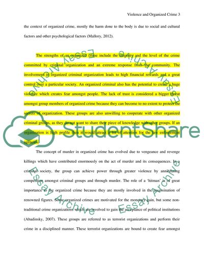 Role of Violence in Organized Crime