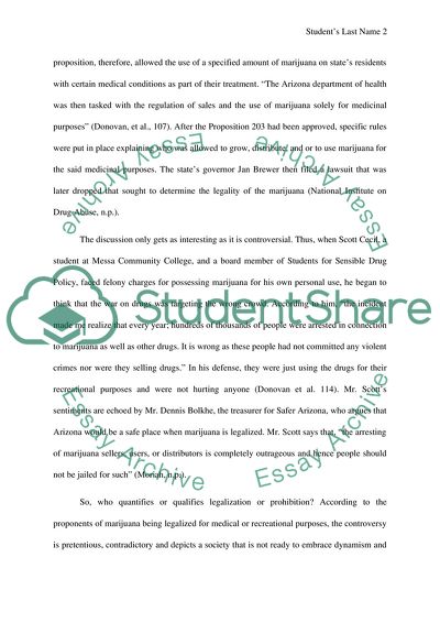 The Legalization of Marijuana for Recreational Uses