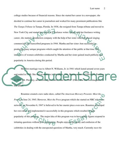 Journalist Martha Rountree