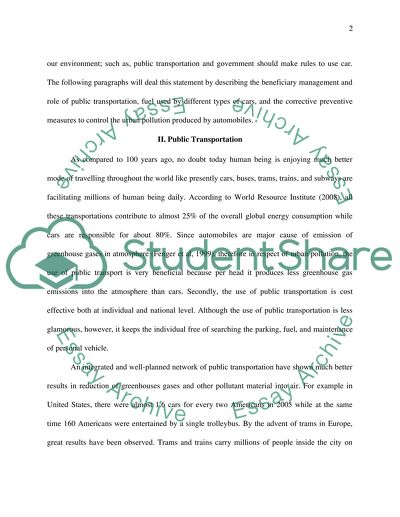 Urban air pollution and the automobile