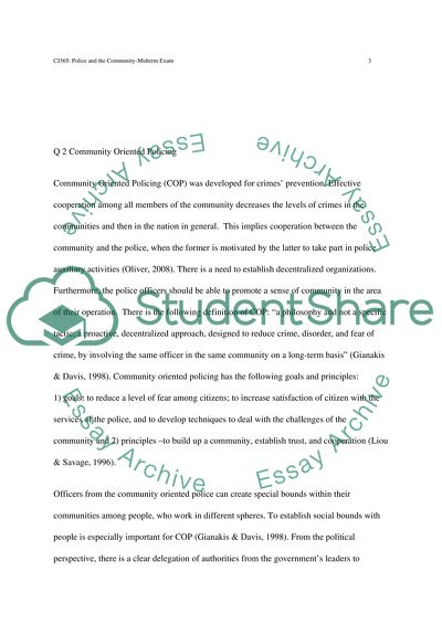 CJ365: Police and the Community-Midterm Exam