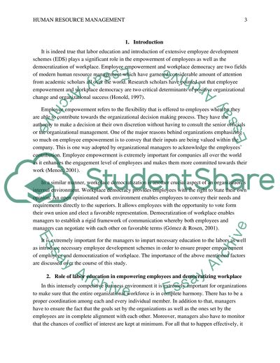 Role of Labor Education in Empowering Employees and Democratizing Workplace