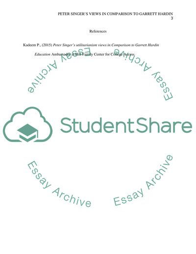 Peter Singers views in Comparison to Garrett Hardin