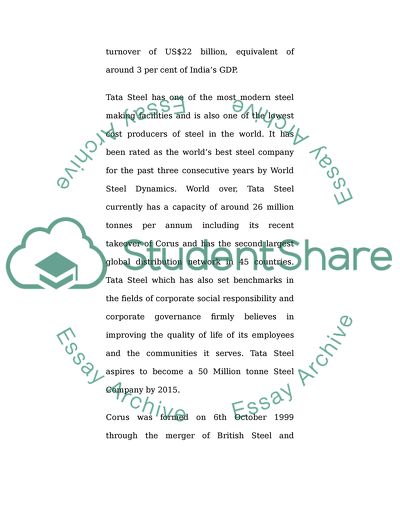 The Merging of TATA and Corus Strategic