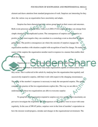 Foundations of Knowledge and Professional Skills