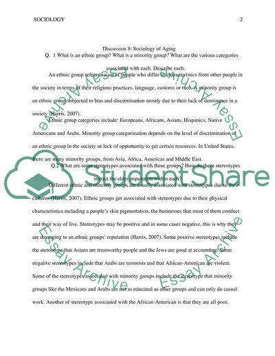 Sociology of Aging - Discussion 8