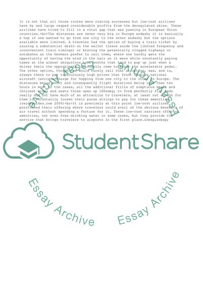 Opportunities and Barriers for a New Entrant in Low Cost Airline Sector in EU