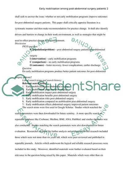 Benefits of Mobilisation Programs for Post-operative