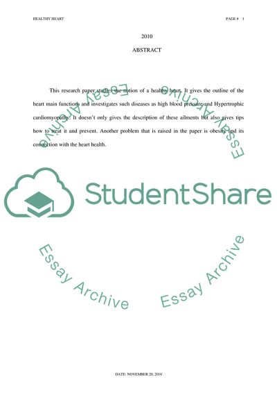 Analysis of Healthy Heart