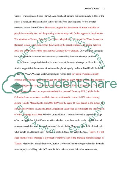 The Problem of Water Shortage