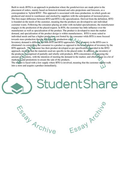 Built to Order, Built to Stock, and the Product Life Cycle Approaches